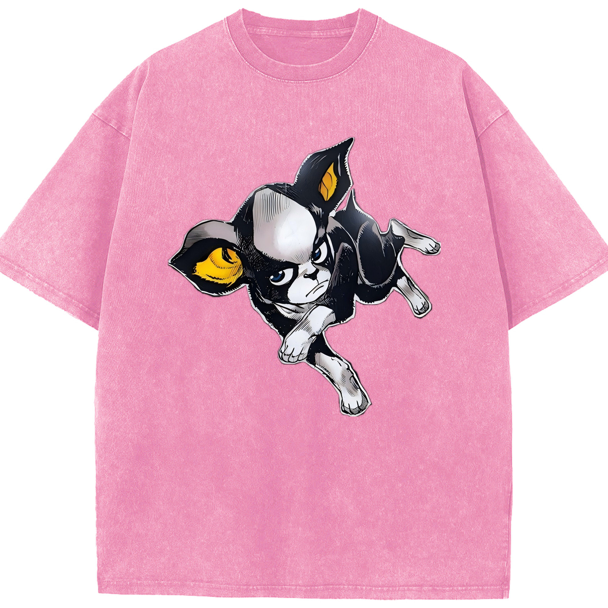 （画像用） ジョジョの奇妙な冒険 イギー JoJo's Bizarre Adventure Iggy 綿100% ヴィンテージ風 半袖Tシャツ（フロントプリント）
